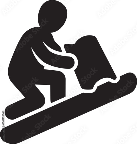 Bakery worker pouring flour from sack silhouette food production process icon design graphic