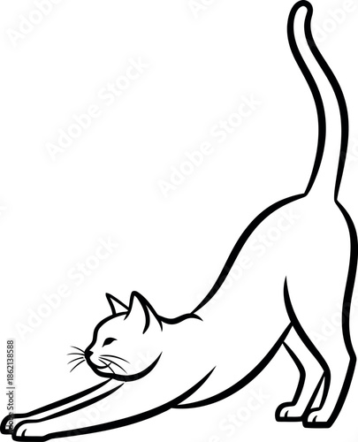 Stretching cat line art