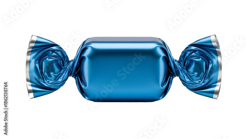 a blue candy wrapped in foil, isolated on a transparent
