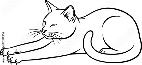 Stretching cat line art