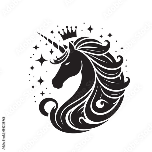 Wallpaper Mural Unicorn silhouette logo with stars and magical design Torontodigital.ca