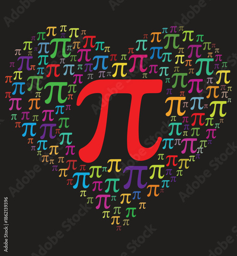 Mathematical Pi Symbol Inside Red Heart for Pi Day and Math Lovers.