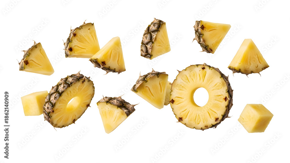 Naklejka premium Floating Pineapple Pieces Tropical Cut Transparent 