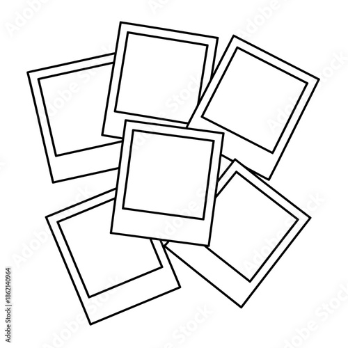 A playful stack of blank instant photo frames ready for your memories and designs