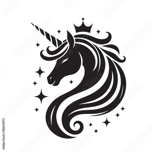 Wallpaper Mural Unicorn silhouette logo with stars and magical design Torontodigital.ca