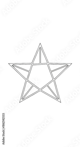 Delicate outlined five-point star geometric line drawing suitable for graphic resources.