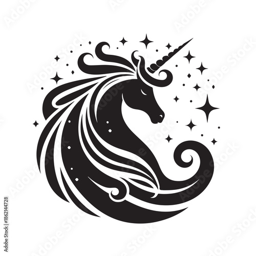 Wallpaper Mural Unicorn silhouette logo with stars and magical design Torontodigital.ca