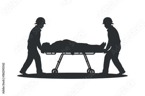 Two paramedics carefully transport a patient on a stretcher a scene depicting medical emergency assistance