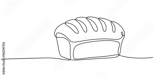 bread continuous one line drawing, bread one line drawing, Sliced wheat bread one line continuous drawing. one line Icon drawing, Bread Continuous Line Icon, Continuous line drawing of a slice