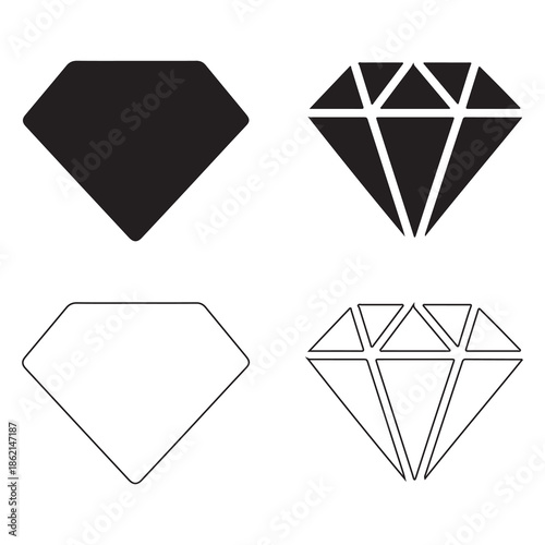 Luxury diamond icon with editable stroke vector illustration