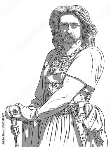Foto Portrait of Vercingetorix, famous gallic chieftain who united the gauls against