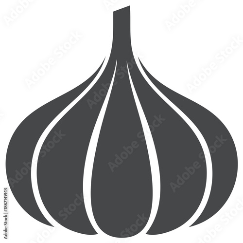 Stylized Garlic Bulb Flat Vector Icon Fresh Cooking Ingredient Aroma Food