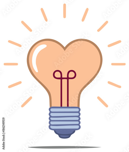 Heart-shaped Light Bulb Radiating Inspiration - Creative Thinking and Conceptual Symbolism