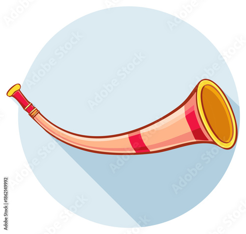 Cartoon horn icon in flat design style for announcement or fanfare