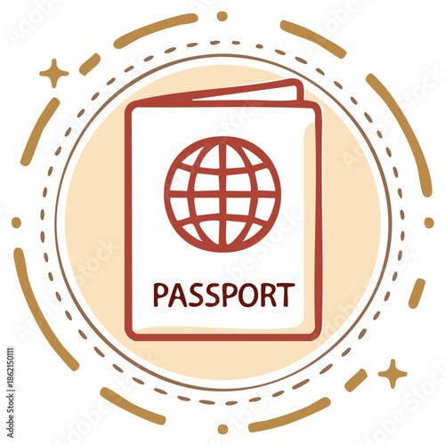 Cartoon Passport Illustration with Global Icon for International Travel and Identity Documentation