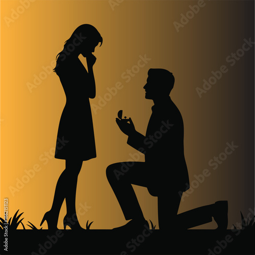 Romantic Proposal Silhouette on Proposed Day