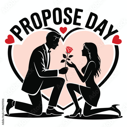 Festive Rose Day Celebration Lettering with Red Roses