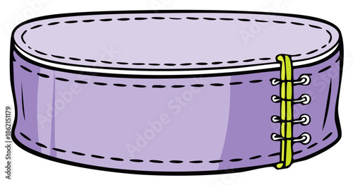 Lavender Fabric Band with Lacing and Decorative Stitches Illustration