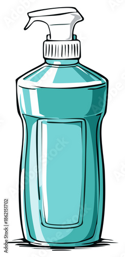 Illustration of a Light Blue Spray Bottle for Cleaning and Sanitizing Surfaces