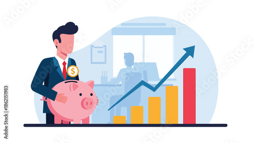 Modern vector illustration of startup team building growth chart together, collaboration, innovation, and shared business success concept