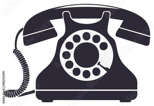 Illustration of a classic rotary dial telephone isolated