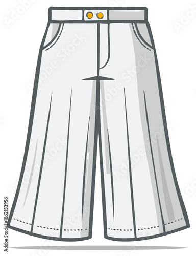 White culottes illustration for summer fashion design template for adobe stock buyers interested in clothing