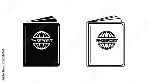 A dual representation of a passport black and white designs shown
