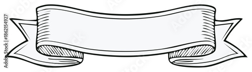 Blank Vintage Style Engraved Banner Ribbon Sketch Hand Drawn Decorative Design Element