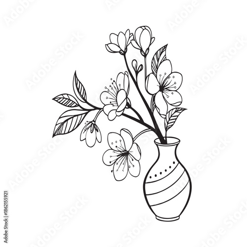 illustration flower vase vector icon on white background