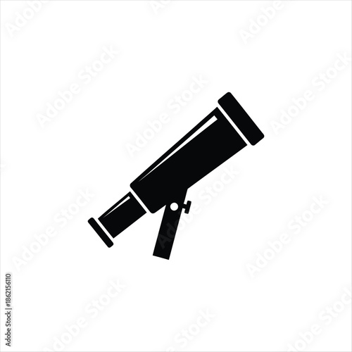 Black silhouette of a spyglass telescope icon detailed vector illustration