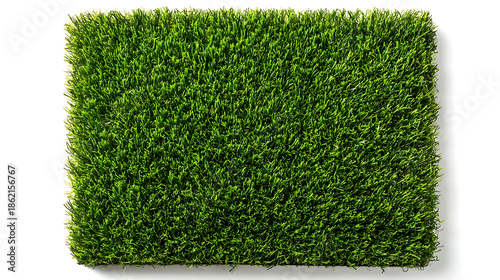 Close up of artificial turf sample on white background