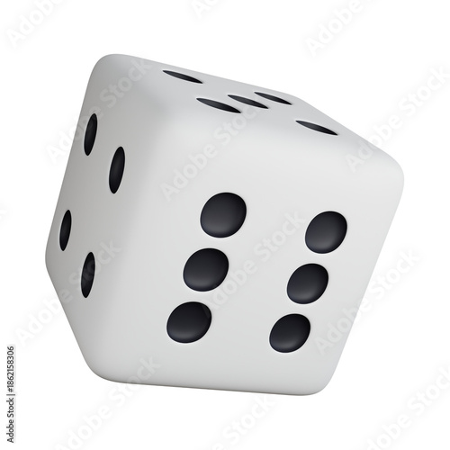 White Die with Black Dots Close Up - 3D Render Isolated