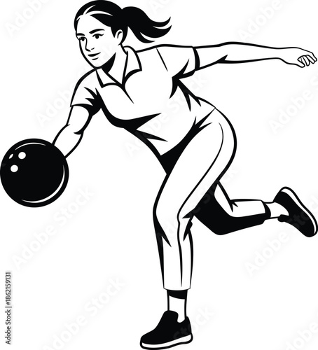 Woman throwing a bowling ball