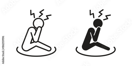 Anxiety or stress icons vector glyph flat style. Stroke with editable size icons