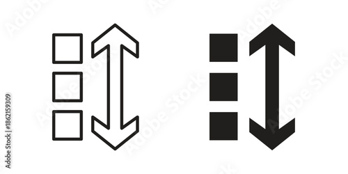 Apps sort icons vector glyph flat style. Stroke with editable size icons