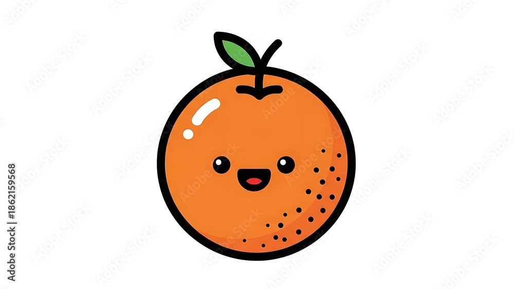 Obraz premium Cartoon Orange Fruit Character Illustration.