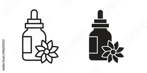 Bach flowers icons vector glyph flat style. Stroke with editable size icons