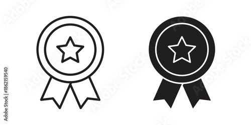 Badge icons vector glyph flat style. Stroke with editable size icons