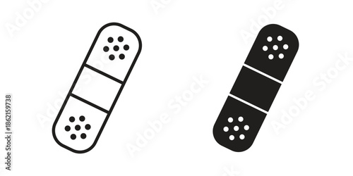 Band aid icons vector glyph flat style. Stroke with editable size icons