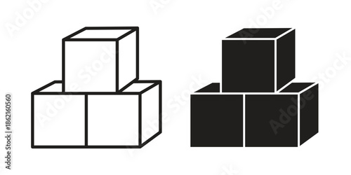 Boxes icons vector glyph flat style. Stroke with editable size icons