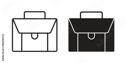 Briefcase icons vector glyph flat style. Stroke with editable size icons