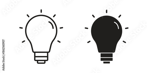 Bulb icons vector glyph flat style. Stroke with editable size icons