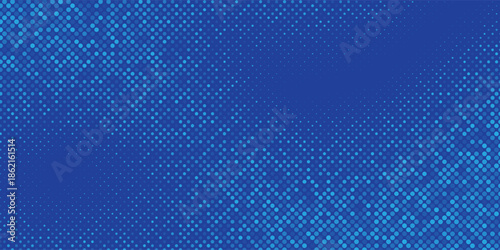 Dots halftone blue color pattern gradient texture with technology digital background. vector