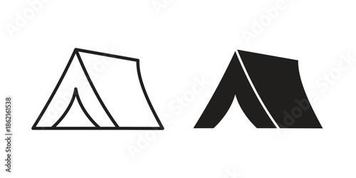 Camping icons vector glyph flat style. Stroke with editable size icons