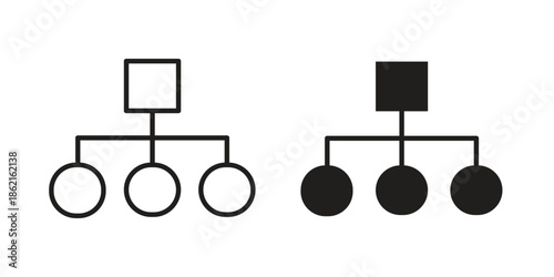 Chart tree icons vector glyph flat style. Stroke with editable size icons