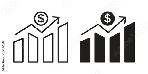 Chat arrow grow icons vector glyph flat style. Stroke with editable size icons