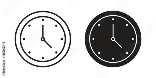 Clock icons vector glyph flat style. Stroke with editable size icons