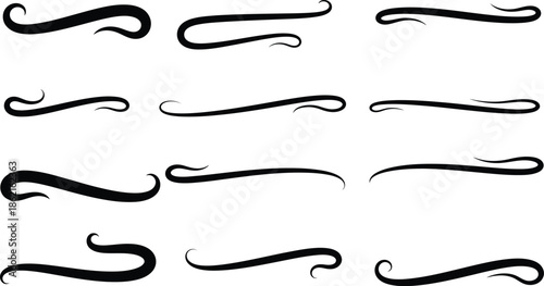 A set of different types of curly lines