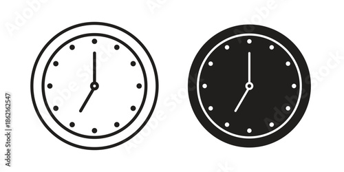 Clock seven icons vector glyph flat style. Stroke with editable size icons