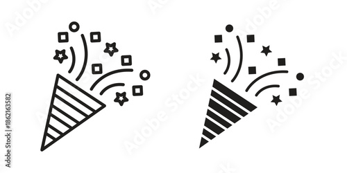 Confetti icons vector glyph flat style. Stroke with editable size icons
